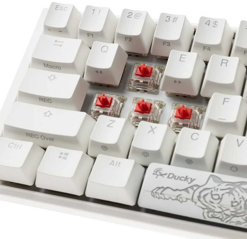 Ducky One 3 Classic Pure Baltas Mini žaidimų klaviatūra, RGB LED - MX-Raudona US išdėstymas