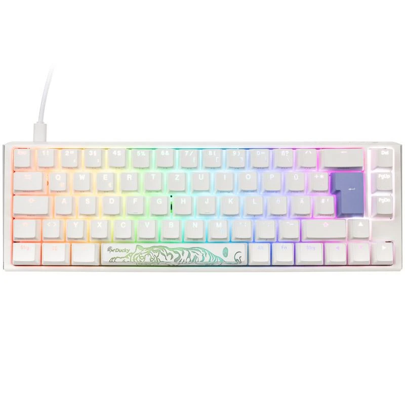 Ducky One 3 Classic Pure Baltas SF Klaviatūra žaidimams, RGB LED - MX-Raudona