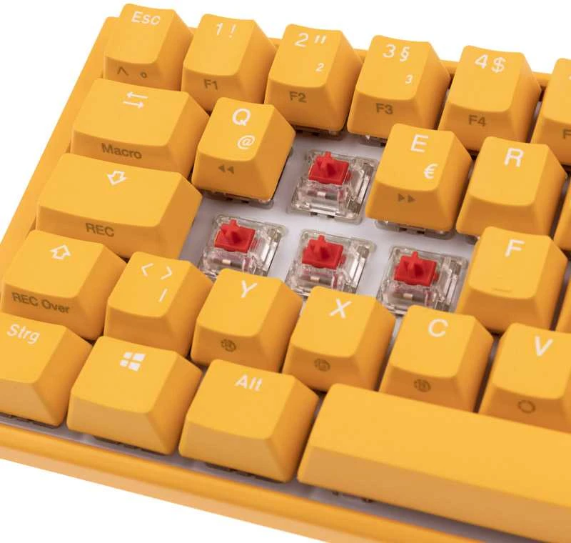 Ducky One 3 geltona mini žaidimų klaviatūra, RGB LED – MX-raudona