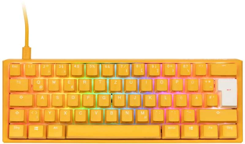Ducky One 3 geltona mini žaidimų klaviatūra, RGB LED – MX-Silent-Raudona