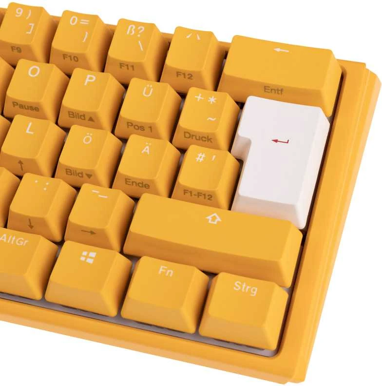 Ducky One 3 geltona mini žaidimų klaviatūra, RGB LED – MX-Silent-Raudona