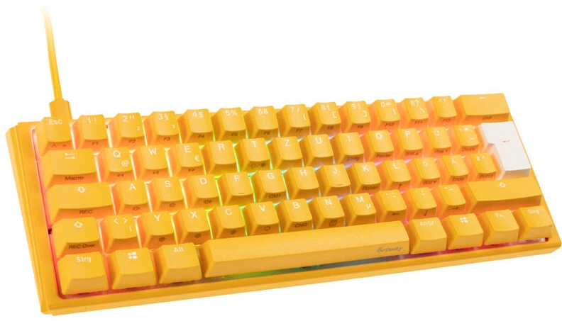 Ducky One 3 Geltona Mini klaviatūra žaidimams, RGB LED – MX–Juodas – DE išdėstymas