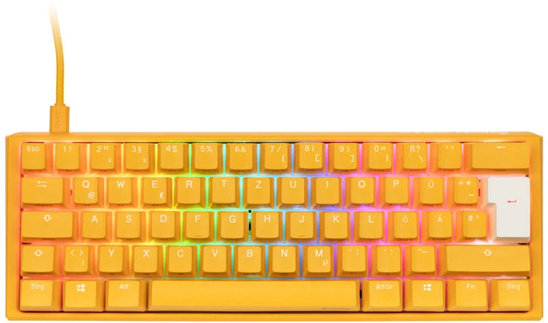 Ducky One 3 Geltona Mini klaviatūra žaidimams, RGB LED – MX–Juodas – DE išdėstymas