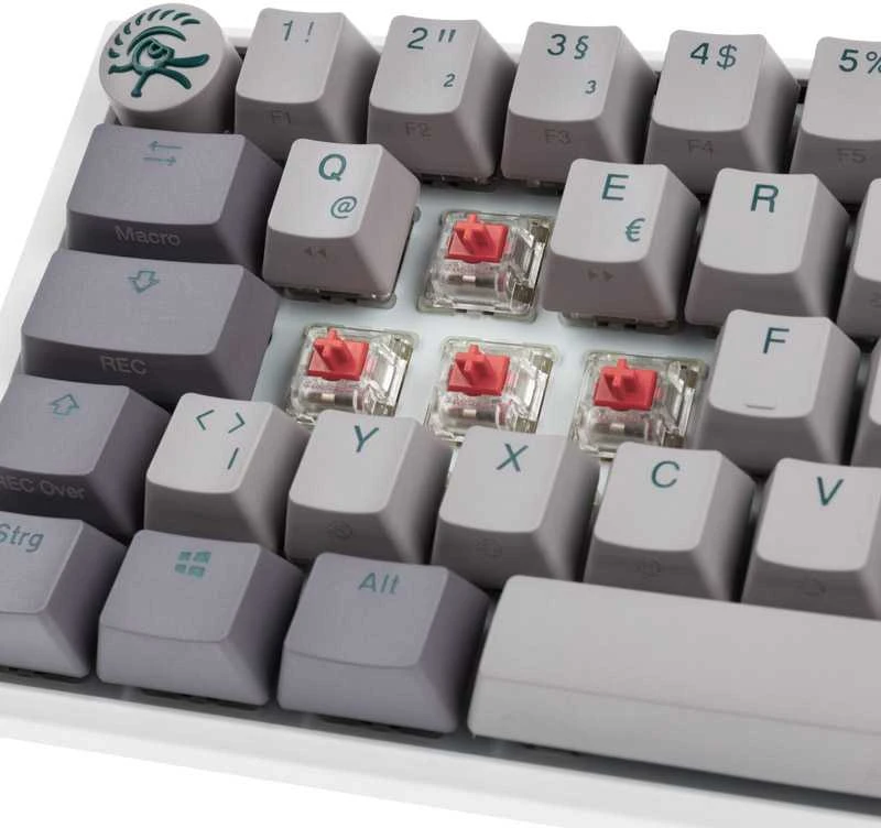 Ducky One 3 Mist Pilkas Mini Klaviatūra žaidimams, RGB LED - MX-Silent-Raudona