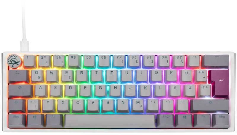Ducky One 3 Mist Pilkas Mini Klaviatūra žaidimams, RGB LED - MX-Silent-Raudona