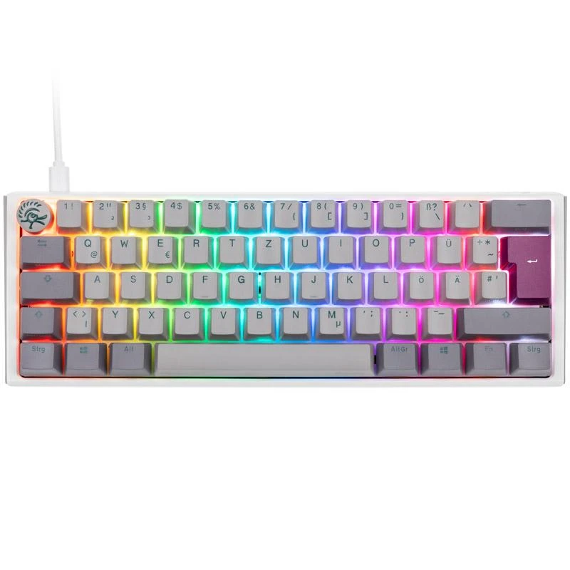 Ducky One 3 Mist Pilkas Mini klaviatūra žaidimams, RGB LED – MX–Raudona – DE išdėstymas