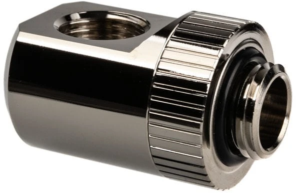 Ek Water Blocks EK vandens blokai EK Vanduo blokai EK-Torque adapteris 90 laipsnių G1/4 colio kištukas į G1/4 colio kištuką, pasukamas, nikelio sidabrinis