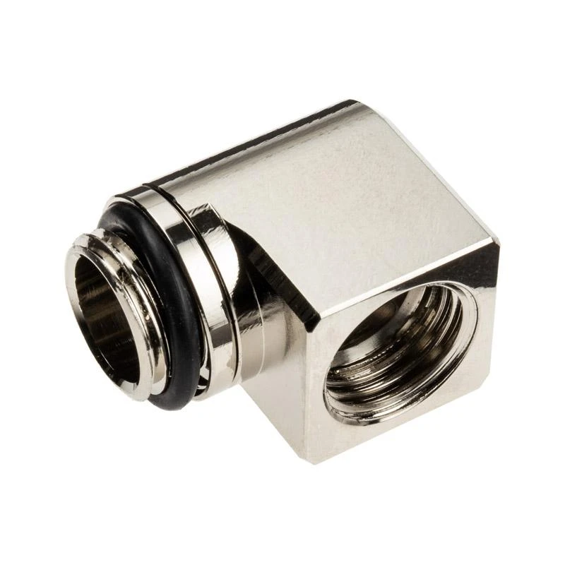 Ek Water Blocks „Ek Vanduo Blocks EK Vanduo Blocks EK-Torque Micro Adapteris 90 laipsnių G1/4 colio kištukas į G1/4 colio kištuką, pasukamas, nikelio spalvos