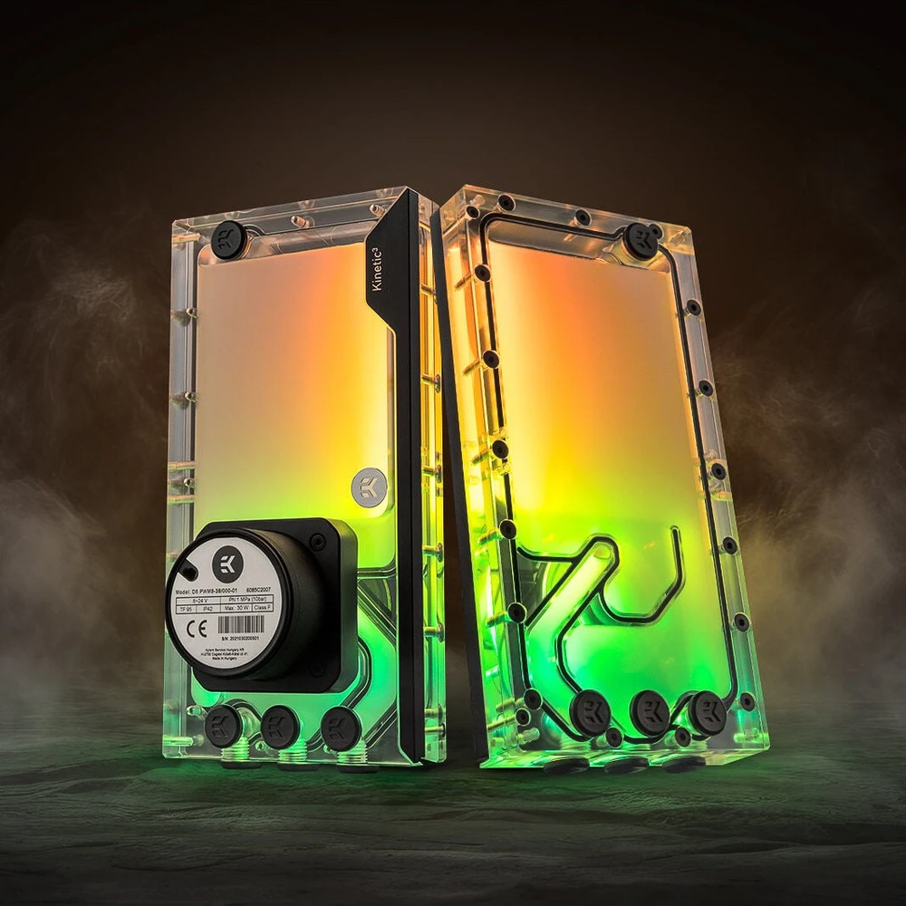 Ek Water Blocks Ek Vanduo Blocks EK Vanduo blokai EK-Quantum Kinetic3 FLT D5 PWM rezervuaro-siurblio derinys Ø 240 mm, D-RGB, akrilas