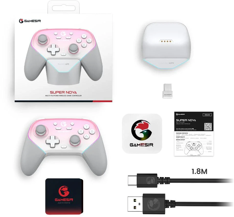 GameSir SuperNova T4n Pro belaidis žaidimų valdiklis, rožinės spalvos