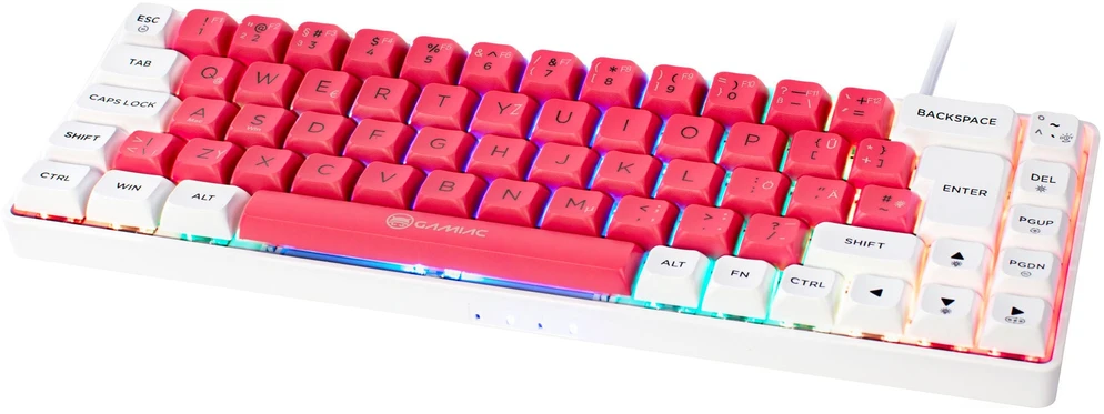 Mėlyna GAMIAC TKL69G SF Klaviatūra žaidimams, Kailh Mėlyna - baltas/red