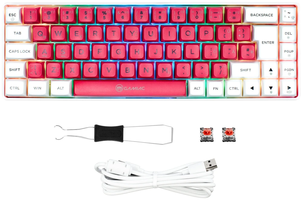 GAMIAC TKL69G SF Klaviatūra žaidimams, Kailh Raudona - baltas/red