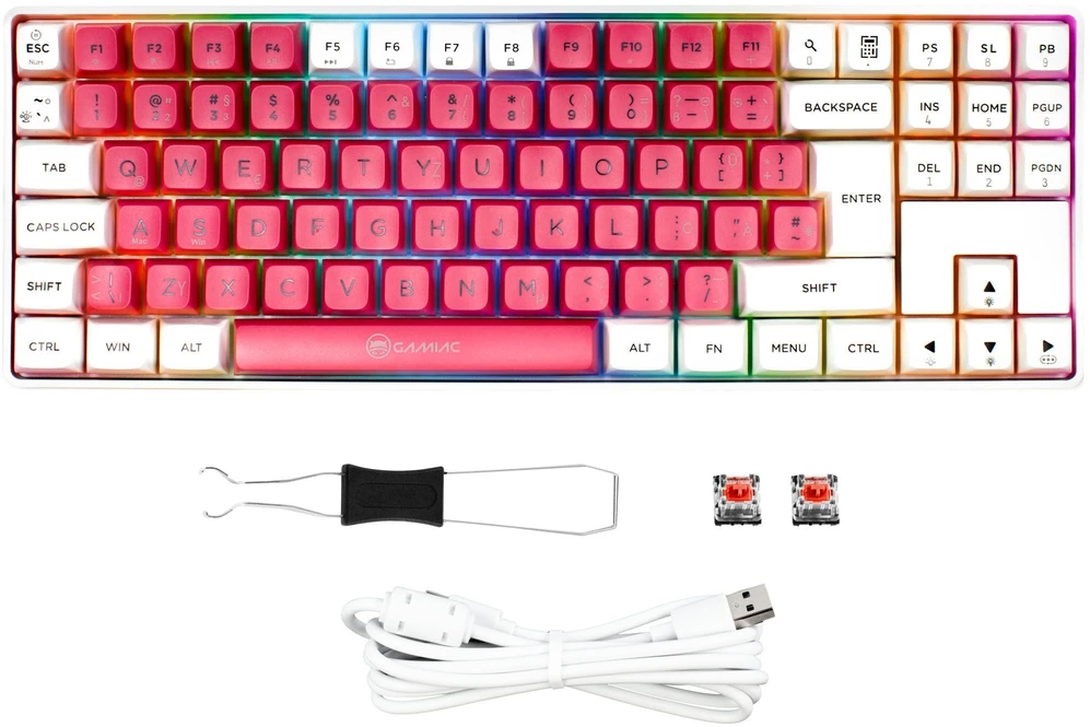 GAMIAC TKL90G Klaviatūra žaidimams, Kailh Raudona - baltas/red