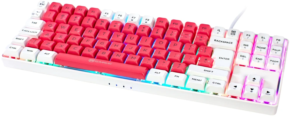 Mėlyna GAMIAC TKL90G Klaviatūra žaidimams, Kailh Mėlyna - baltas/red