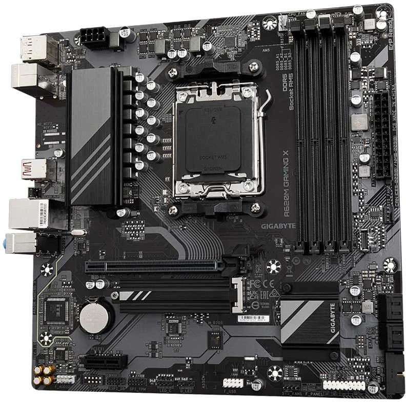 Pagrindinė plokštė Gigabyte Gigabaitas | A620M GAMING XG10 | Procesorių šeima AMD | Procesoriaus lizdas AM5 | DDR5 DIMM | Atminties lizdai 4 | Palaikomos standžiojo disko sąsajos SATA, M.2 | SATA jungčių skaičius 4 | Lustų rinkinys AMD A620 | Mikro ATX