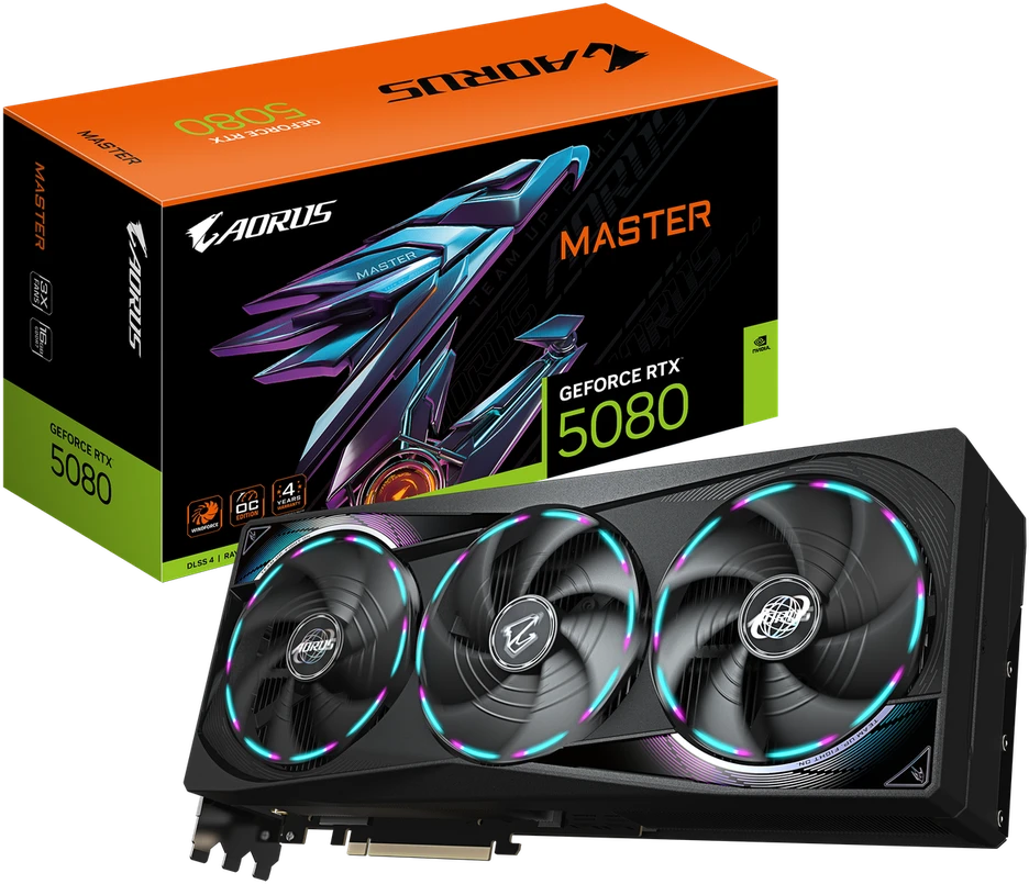 Vaizdo plokštė „Gigabyte GeForce RTX 5080 AORUS MASTER 16GB“ (GV-N5080AORUS M-16GD)