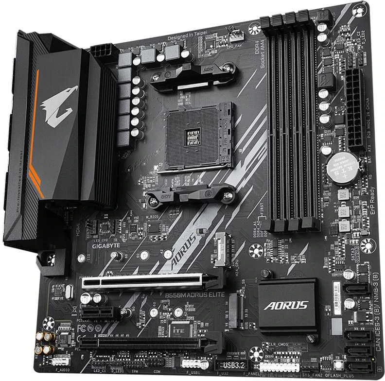 Pagrindinė plokštė Gigabyte B550M AORUS Elite/AM4/Micro-ATX/Memory DDR4/Atminties lizdai 4/1xPCI-Express 3.0 1x/1xPCI-Express 3.0 4x/1xPCI-Express 4.0 16x/2xM.2/1xDVI-D/1xHDMI/2xAudio-In/1xAudio-Out/4xUSB 2.0/4xUSB 3.2/1xPS/2/1xRJ45