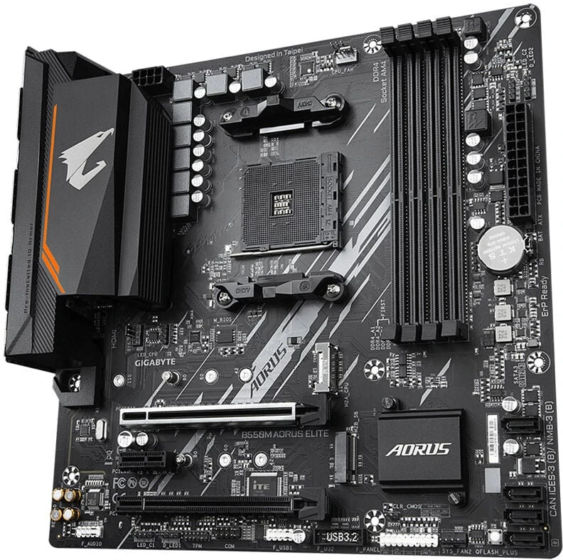 Pagrindinė plokštė Gigabyte B550M AORUS Elite/AM4/Micro-ATX/Memory DDR4/Atminties lizdai 4/1xPCI-Express 3.0 1x/1xPCI-Express 3.0 4x/1xPCI-Express 4.0 16x/2xM.2/1xDVI-D/1xHDMI/2xAudio-In/1xAudio-Out/4xUSB 2.0/4xUSB 3.2/1xPS/2/1xRJ45