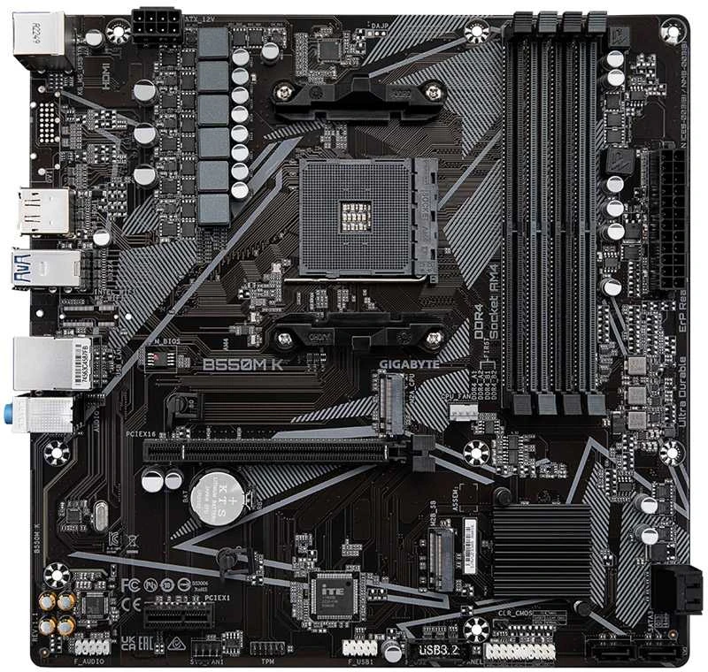 Pagrindinė plokštė Gigabyte B550M K, AM4, DDR4