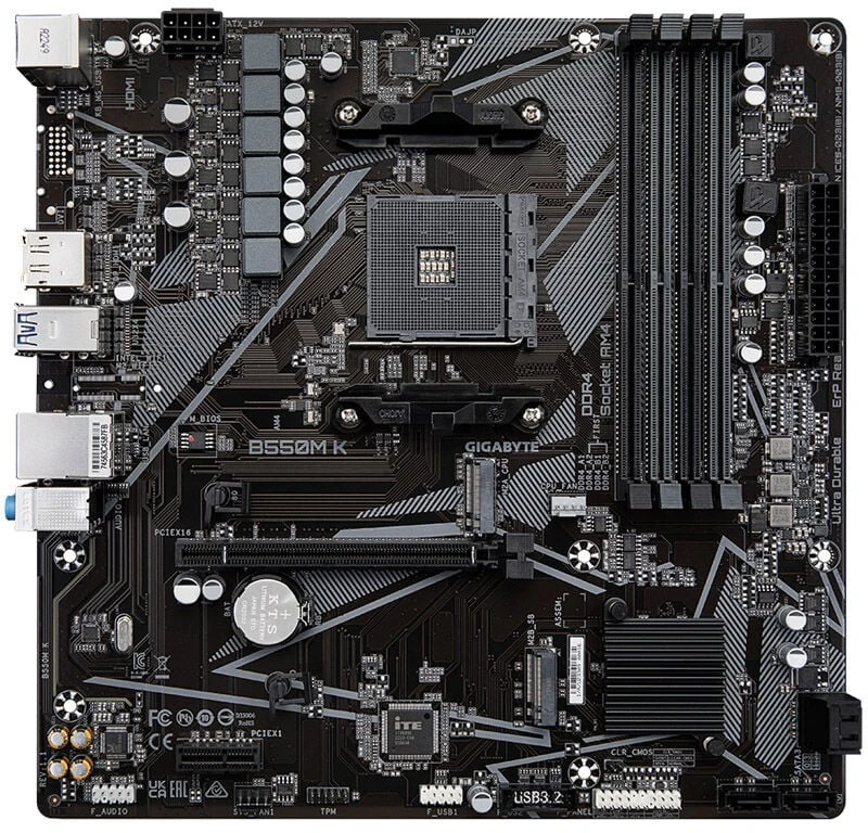 Pagrindinė plokštė Gigabyte B550M K, AM4, DDR4