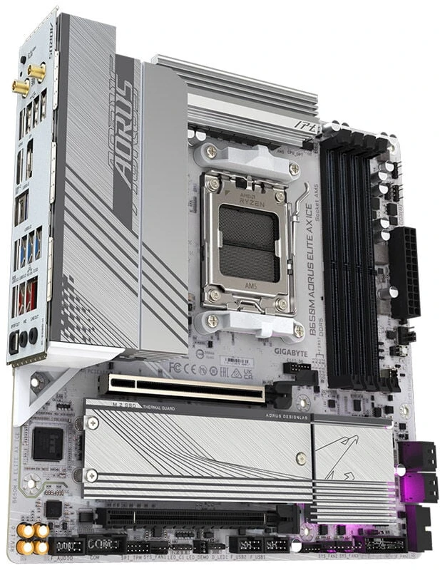 Pagrindinė plokštė Gigabyte Gigabaitas | B650M A ELITE AX ICE | Procesorių šeima AMD | Procesoriaus lizdas AM5 | DDR5 | Palaikomos standžiojo disko sąsajos SATA, M.2 | SATA jungčių skaičius 4