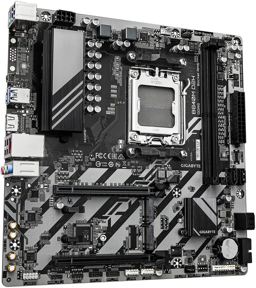 Pagrindinė plokštė GIGABYTE B840M D2H AM5 1xHDMI
