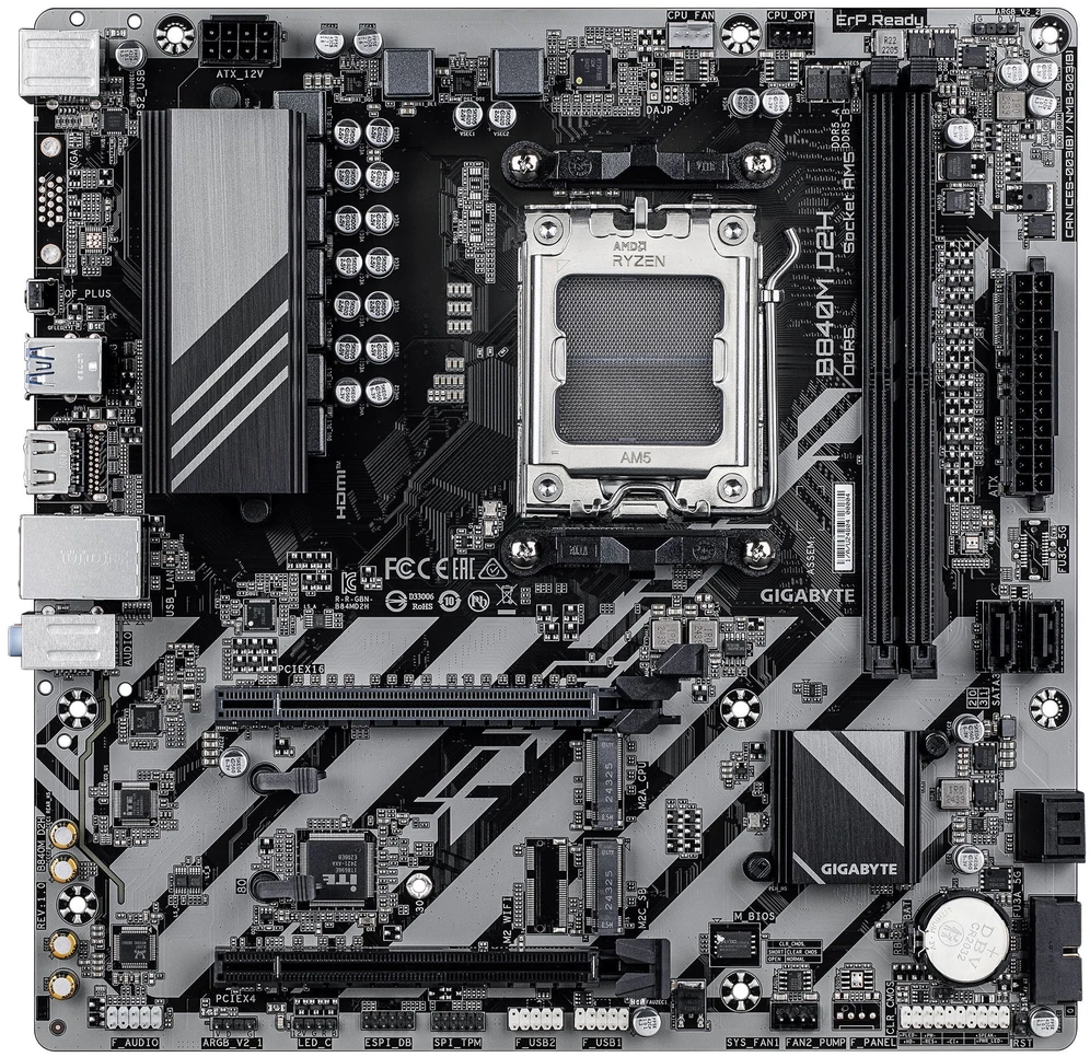 Pagrindinė plokštė GIGABYTE B840M D2H AM5 1xHDMI