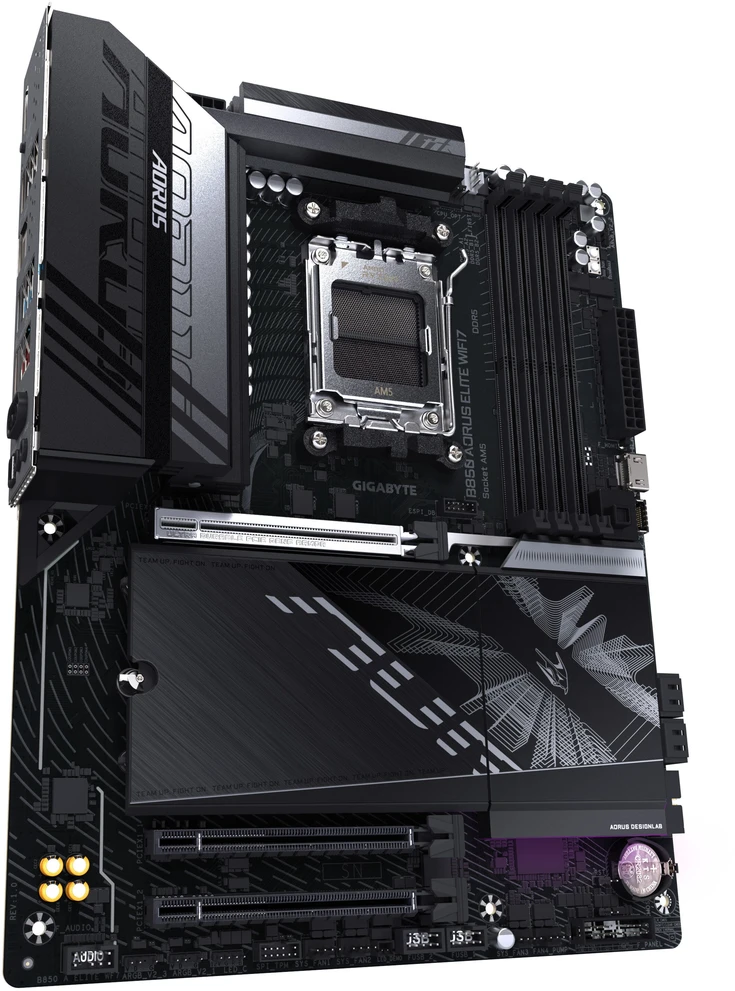 Pagrindinė plokštė „Gigabyte B850 A ELITE WF7“ | Procesorių šeima AMD | Procesoriaus lizdas AM5 | DDR5 | Palaikomos kietojo disko sąsajos SATA, M.2 | SATA jungčių skaičius 4