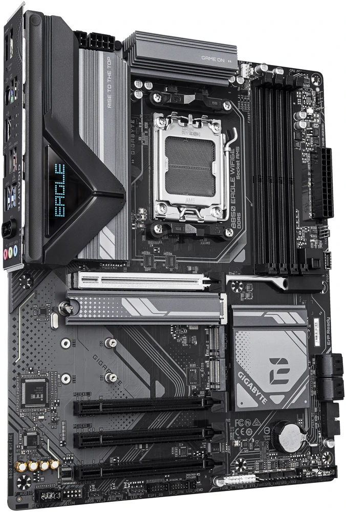 Pagrindinė plokštė Gigabyte B850 EAGLE WIFI6E | Procesorių šeima AMD | Procesoriaus lizdas AM5 | DDR5 | Palaikomos standžiojo disko sąsajos SATA, M.2 | SATA jungčių skaičius 4