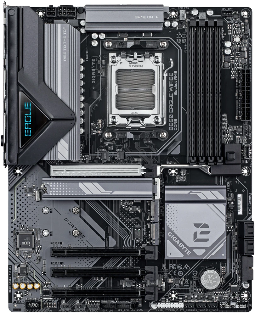 Pagrindinė plokštė Gigabyte B850 EAGLE WIFI6E | Procesorių šeima AMD | Procesoriaus lizdas AM5 | DDR5 | Palaikomos standžiojo disko sąsajos SATA, M.2 | SATA jungčių skaičius 4