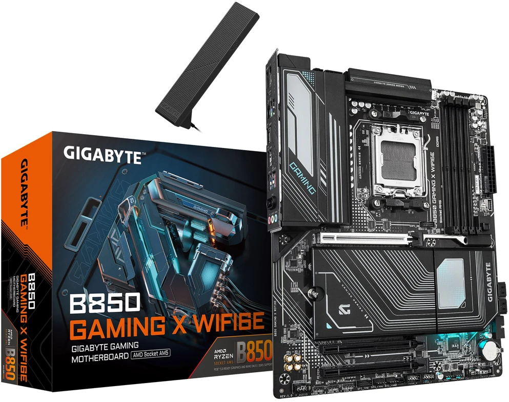 Pagrindinė plokštė Gigabyte B850 GAMING X WIFI6E | Procesorių šeima AMD | Procesoriaus lizdas AM5 | DDR5 | Palaikomos standžiojo disko sąsajos SATA, M.2 | SATA jungčių skaičius 4