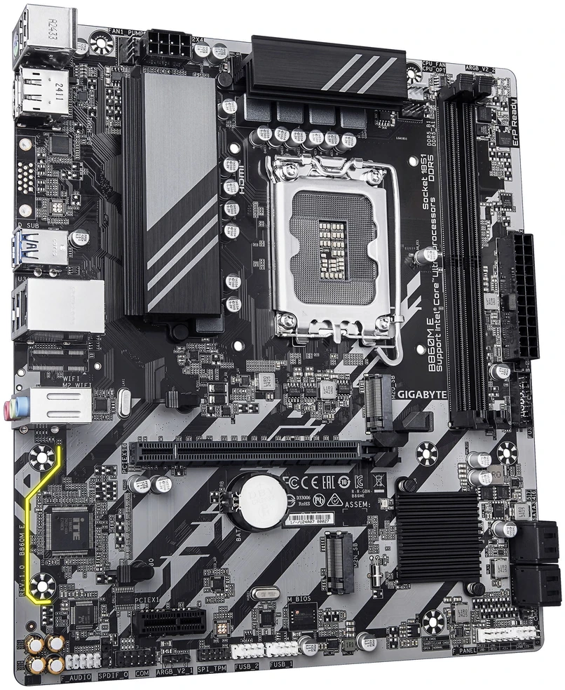 Pagrindinė plokštė „Gigabyte B860M E“ | Procesorių šeima „Intel“ | Procesoriaus lizdas LGA1851 | DDR5 | Palaikomos standžiojo disko sąsajos SATA, M.2 | SATA jungčių skaičius: 4