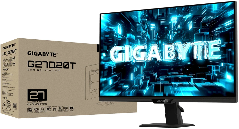 Monitorius Gigabyte G27Q20T EK | 27 " | SuperSpeed IPS | QHD | 200 Hz | 0.5 ms | 2560 x 1440 pikselių | 300 cd/m² | HDMI jungtys quantity 2
