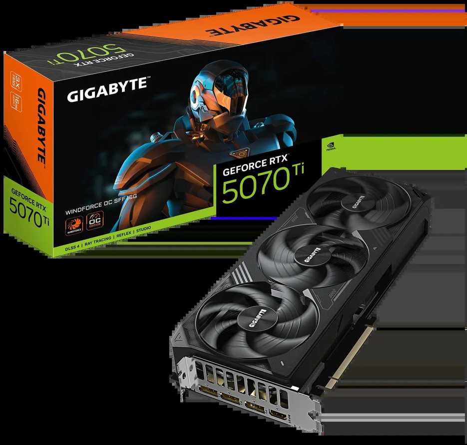 Vaizdo plokštė „Gigabyte GeForce RTX 5070 Ti WINDFORCE OC SFF 16G“ | NVIDIA | 16 GB | „GeForce RTX 5070 Ti“ | HDMI jungčių kiekis: 1 | PCI-E 5.0