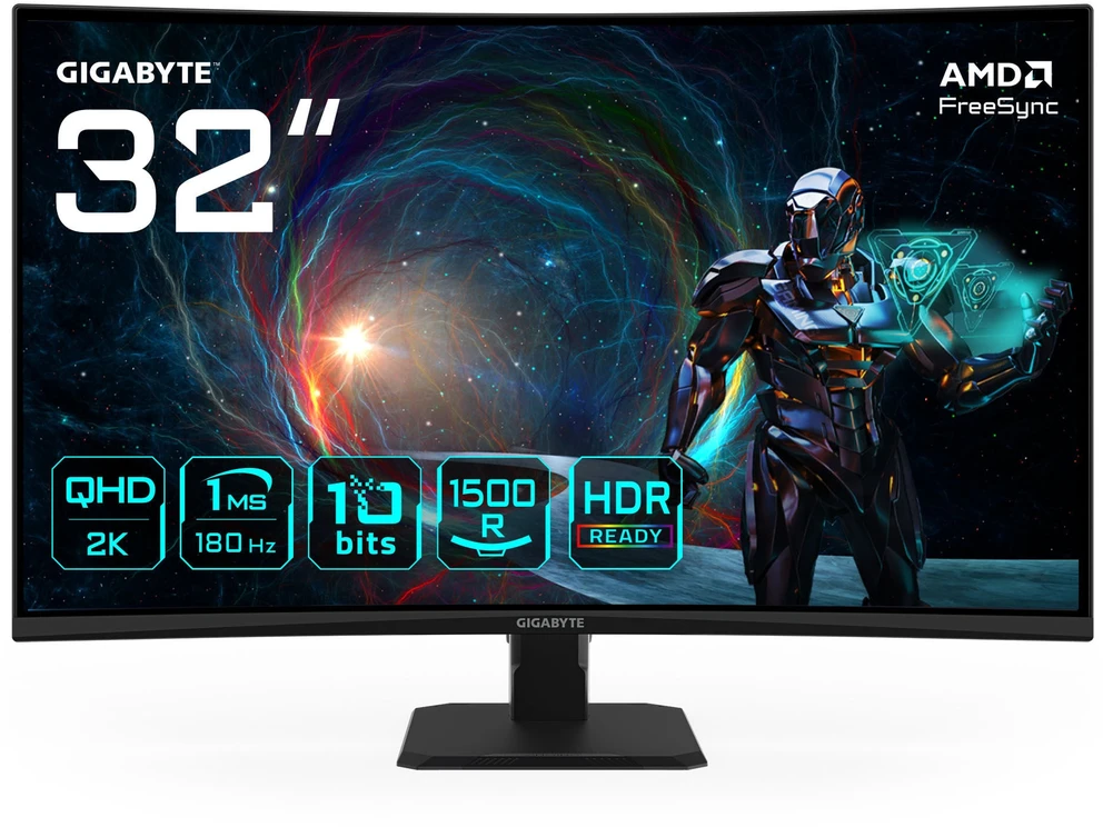 Monitorius Gigabyte | GS32QCA EU | 31.5 " | VA | 180 Hz | 1 ms | 250 cd/m² | HDMI jungčių kiekis: 2