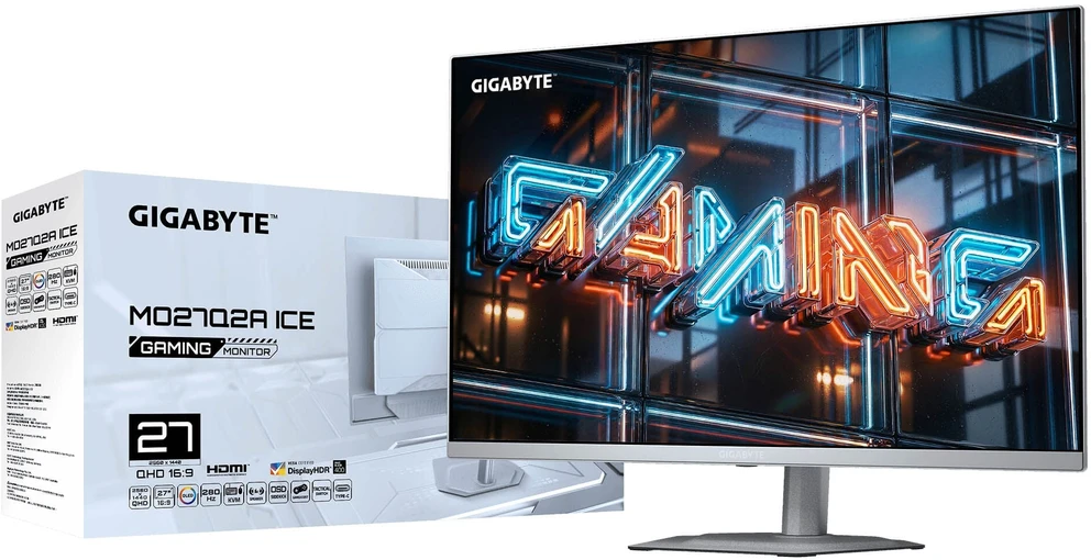 „GIGABYTE MO27Q2A ICE“ 27 colių OLED 2K QHD žaidimų monitorius – 2560 x 1440, 280 Hz, 0,03 ms, 250 cd/m², „FreeSync Premium Pro“, „DisplayHDR True Juodas 400“, HDMI 2.1, „Displayport 1.4“