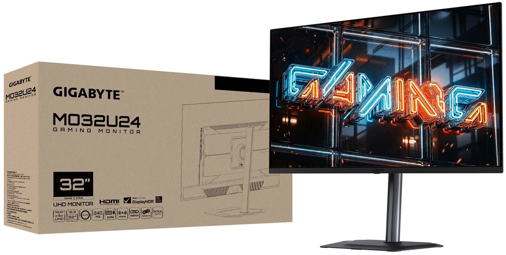 Gaming Monitorius GIGABYTE MO32U24 QD-OLED, 31.5-inch, Juodas, 4K UHD, 240Hz