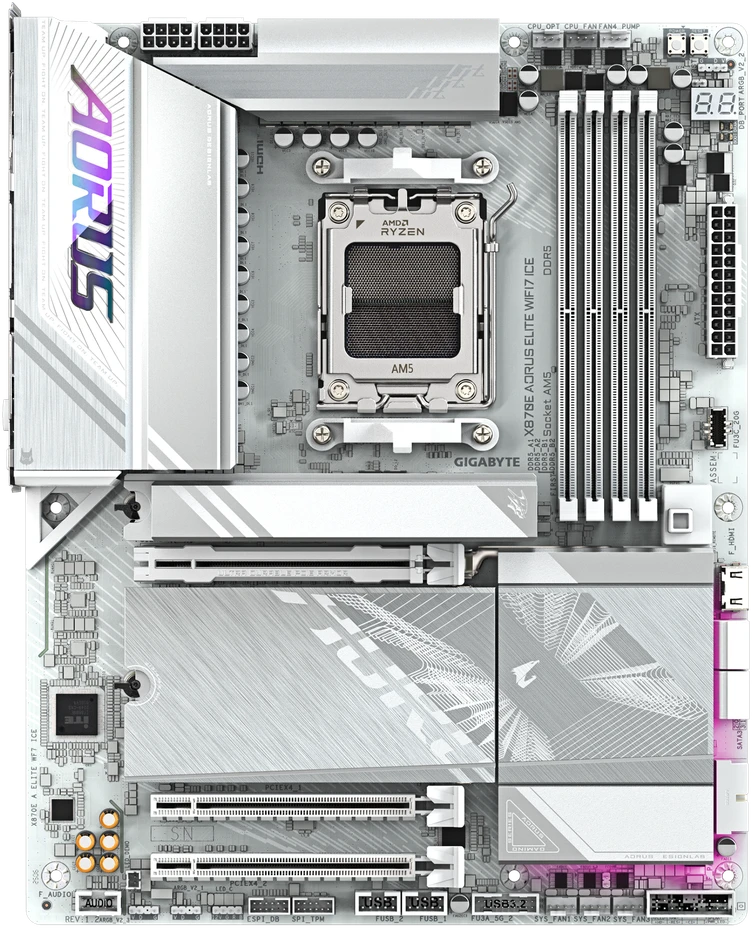 Pagrindinė plokštė GIGABYTE X870E A ELITE WF7 ICE AM5 4xDDR5 4xM.2 4xSATA