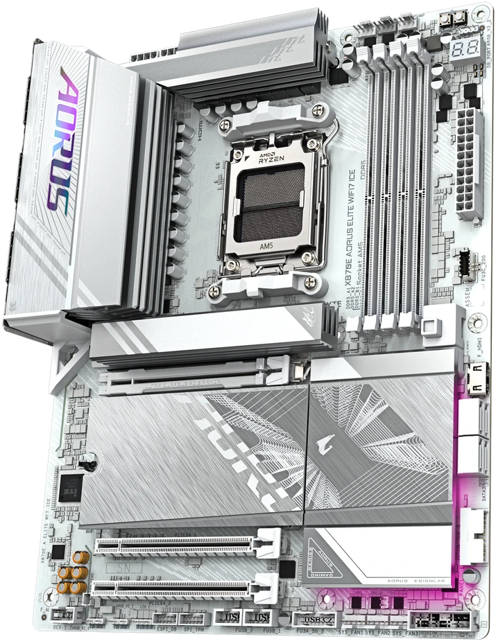 Pagrindinė plokštė GIGABYTE X870E A ELITE WF7 ICE AM5 4xDDR5 4xM.2 4xSATA