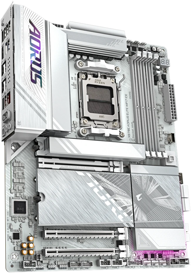 Pagrindinė plokštė GIGABYTE X870E A ELITE WF7 ICE AM5 4xDDR5 4xM.2 4xSATA