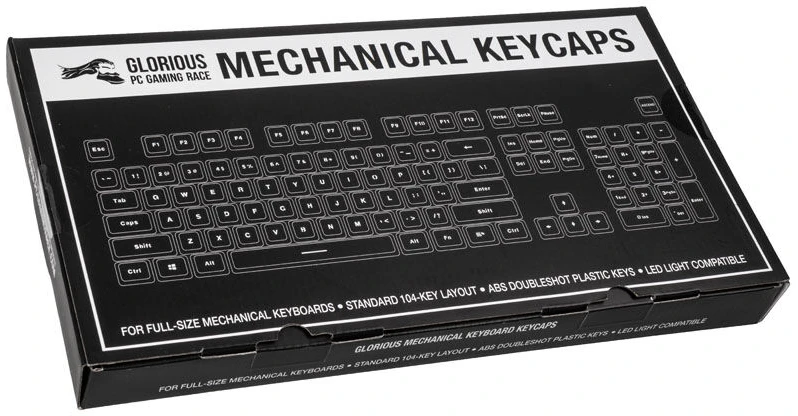 Pakaitiniai klaviatūros klavišai Glorious ABS Keycaps - 104vnt, ANSI, US išdėstymas, Balti