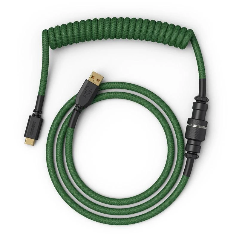 Glorious Coiled Cable susuktas klaviatūros laidas Forest Žalias, USB-C į USB-A – 1,37m, žalios spalvos