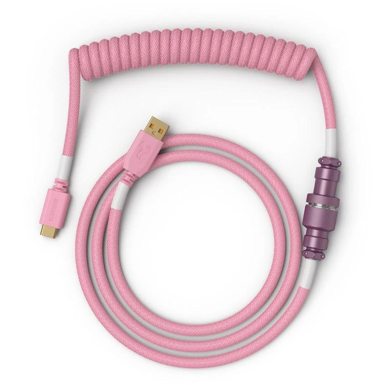 Glorious Coiled Cable susuktas klaviatūros laidas Prism Rožinė, USB-C į USB-A – 1,37m, rožinės spalvos