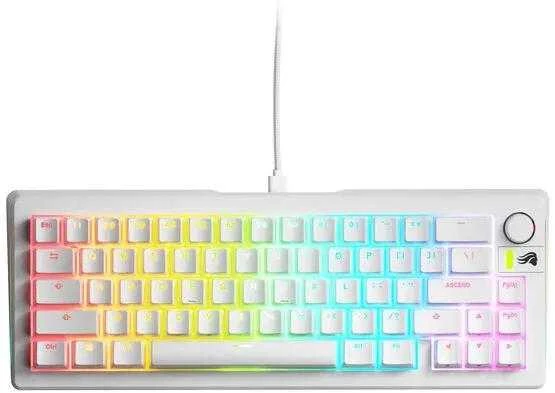 Glorious GMMK 3 65 % Custom žaidimų klaviatūra – Pre-Built, ANSI US išdėstymas, Fox Switches, baltos spalvos