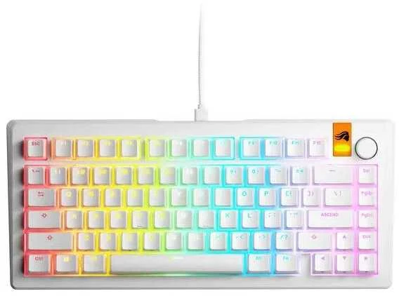 Glorious GMMK 3 HE 75 % Custom žaidimų klaviatūra – Pre-Built, ANSI US išdėstymas, Fox HE Switches, baltos spalvos
