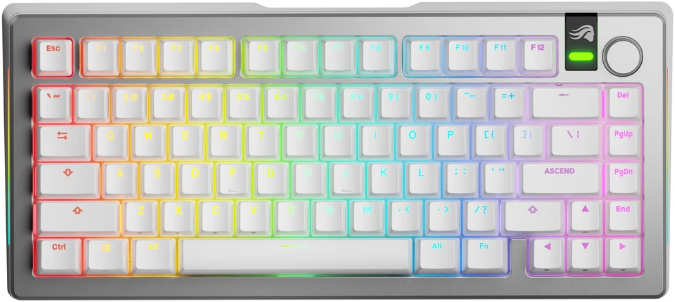 Glorious Gaming GMMK 3 PRO 75% Gamyklinė Klaviatūra USB + RF Bevielis + Bluetooth QWERTY JAV Anglų Sidabrinė