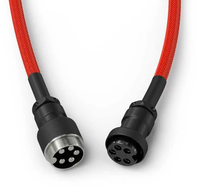 Klaviatūra Glorious GMMK Coiled Cable susuktas klaviatūros laidas Crimson Raudona, USB-C į USB-A – raudonos ir juodos spalvos