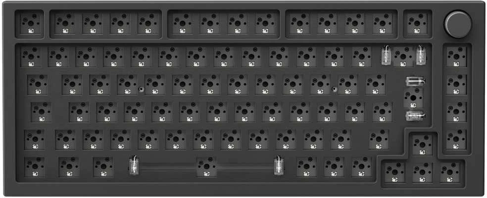 „Glorious GMMK Pro Juodas Phantom“ žaidimų klaviatūra, GPBT klavišų dangteliai, „Gateron Clear“ jungikliai – įskaitant spiralinį laidą