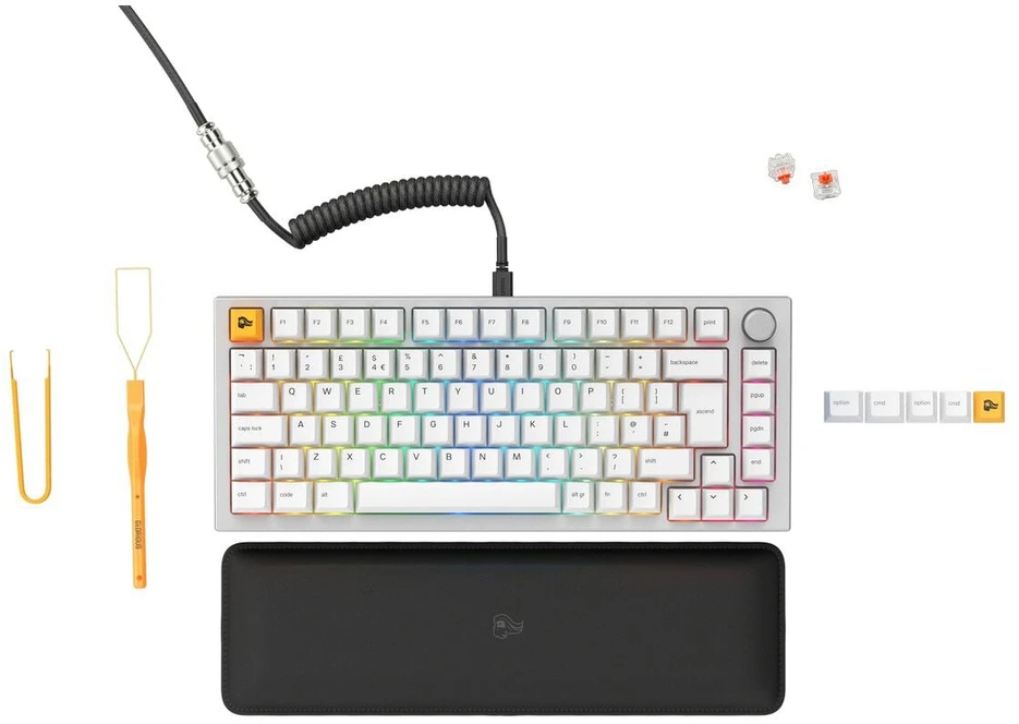 Klaviatūra Glorious GMMK Pro mechaninė klaviatūra, 75% - Pre-built, ISO UK-išdėstymas - balta (GLO-GMMK-P75-FOX-ISO-W-UK)