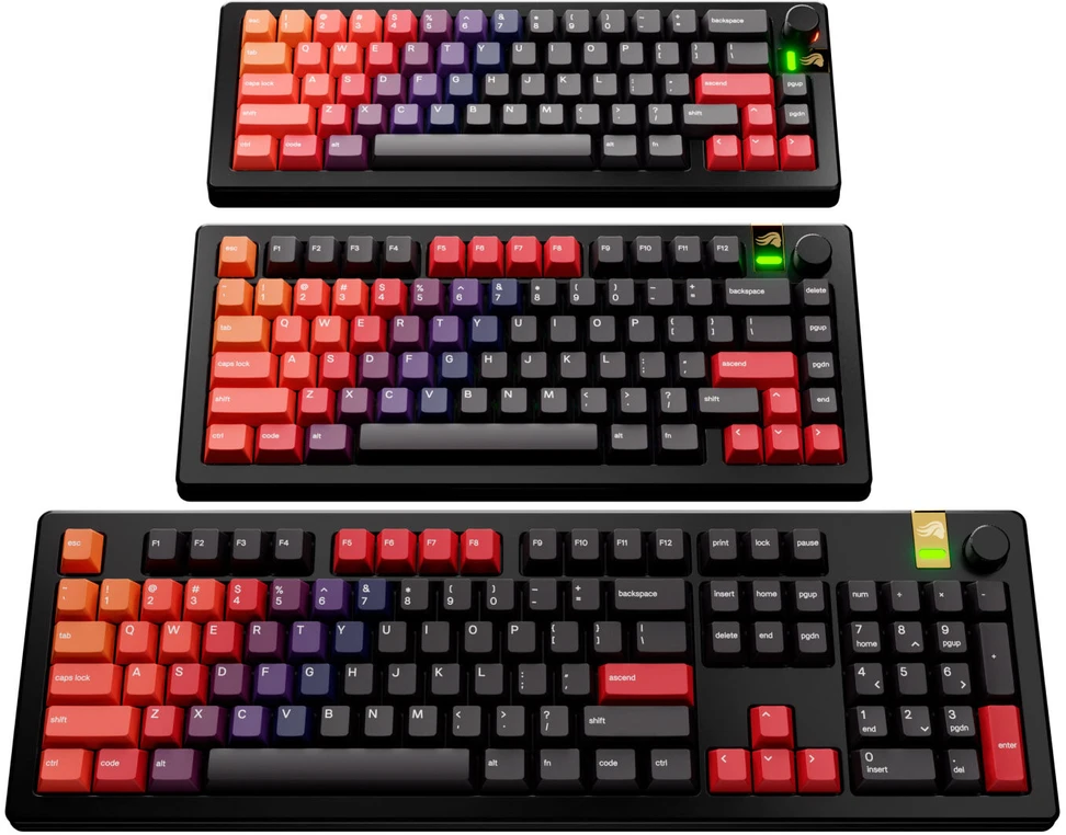 Klaviatūra Glorious GPBT Gradient Keycaps, ANSI išdėstymas US, PBT, Dye-Sub – Celestial Fire